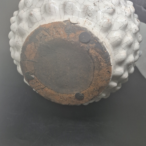 6'Ceramic Planter 27' Bulbous Hobnob Rustic Glazed Furniture Protectors Heavy - Picture 6 of 12